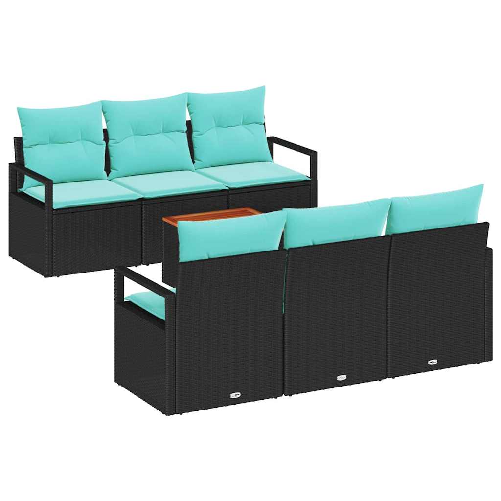 Tuinbankenset met kussen 7 pcs Zwart poly rattan is nu te koop bij PeponiXL, paradijselijk wonen!