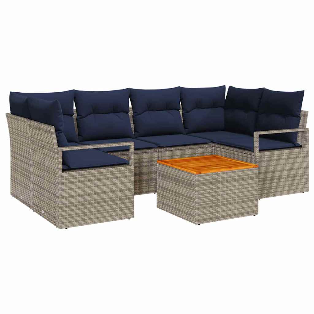 Tuinbankenset met kussen 7 pcs Grijs poly rattan is nu te koop bij PeponiXL, paradijselijk wonen!