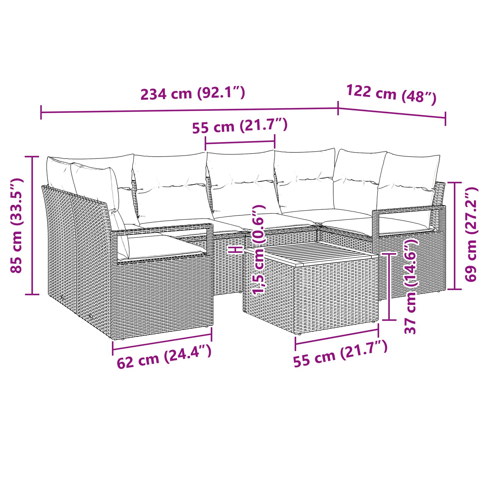 Tuinbankenset met kussen 7 pcs Zwart poly rattan is nu te koop bij PeponiXL, paradijselijk wonen!