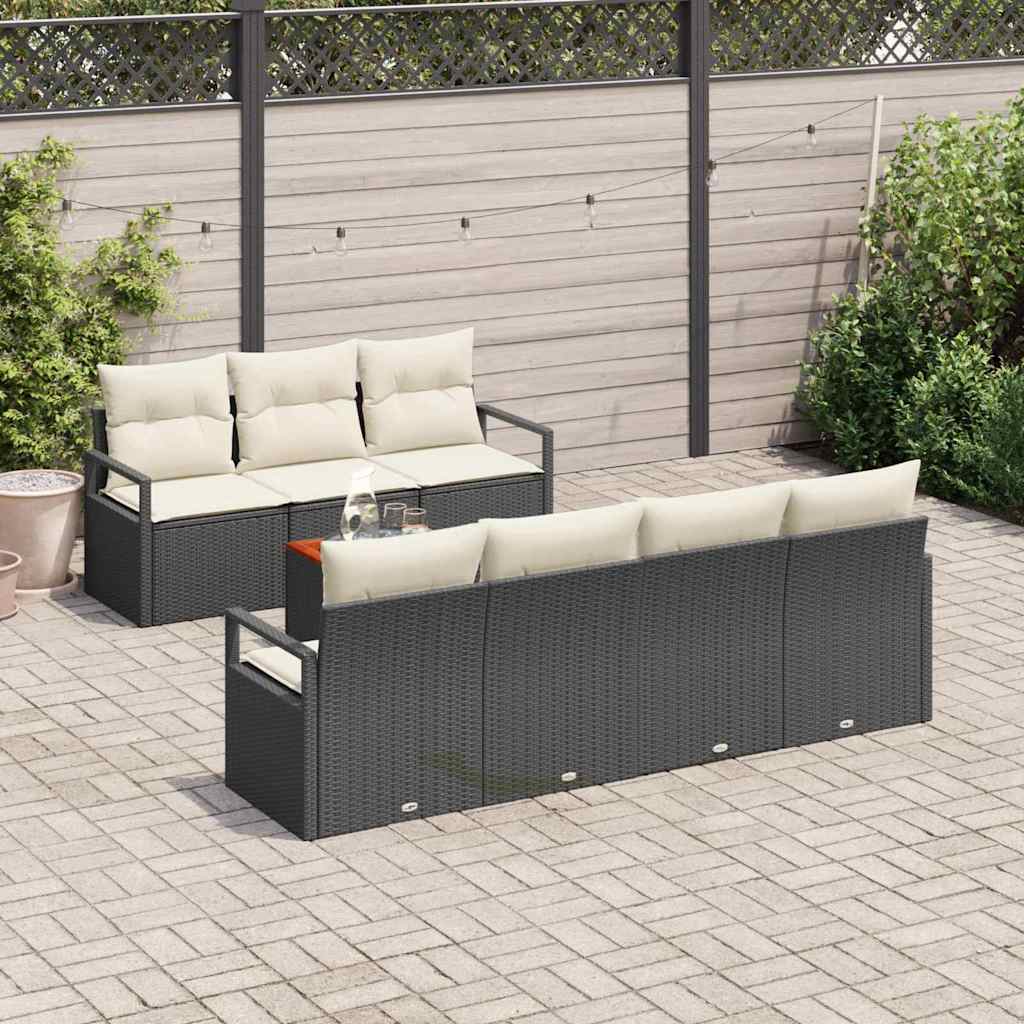 Tuinbankenset met kussen 8 pcs Zwart poly rattan is nu te koop bij PeponiXL, paradijselijk wonen!