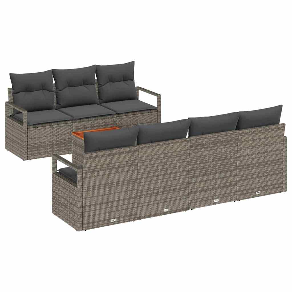Tuinbankenset met kussen 8 pcs Grijs poly rattan is nu te koop bij PeponiXL, paradijselijk wonen!