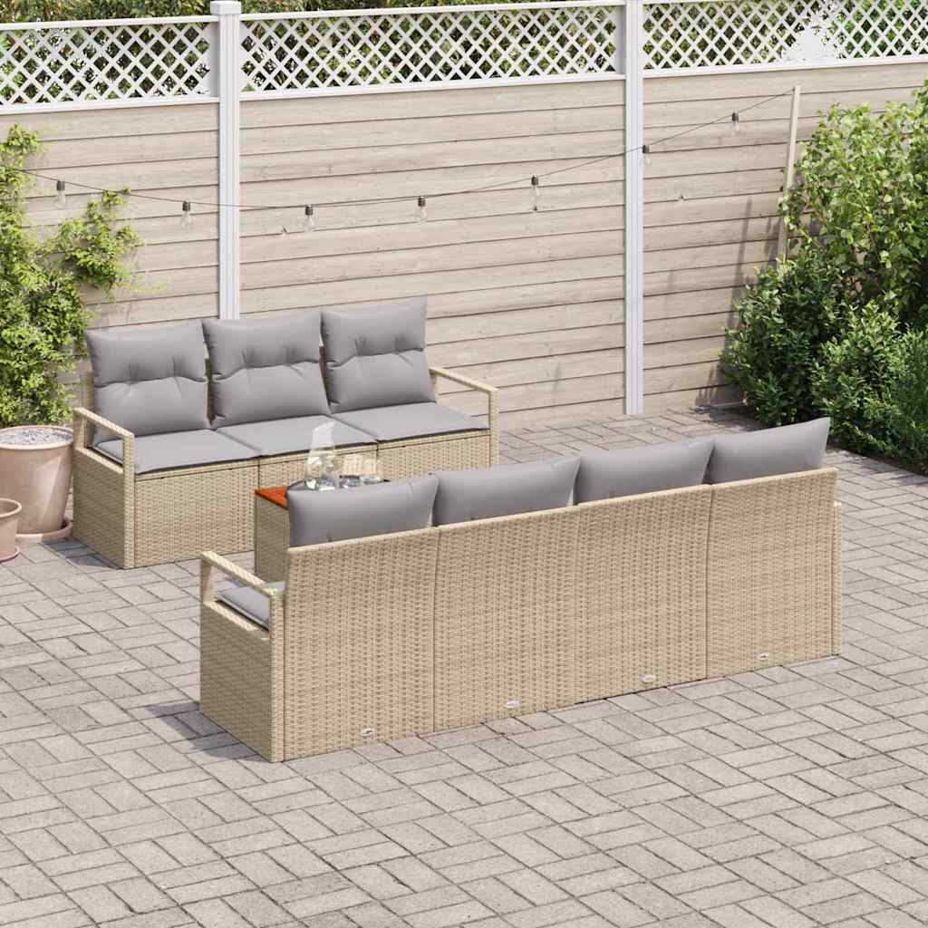 Tuinbankenset met kussen 8 pcs Beige poly rattan is nu te koop bij PeponiXL, paradijselijk wonen!