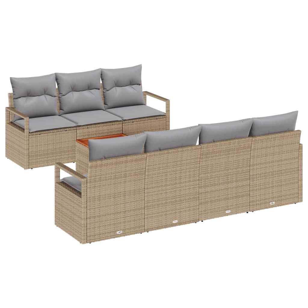 Tuinbankenset met kussen 8 pcs Beige poly rattan is nu te koop bij PeponiXL, paradijselijk wonen!