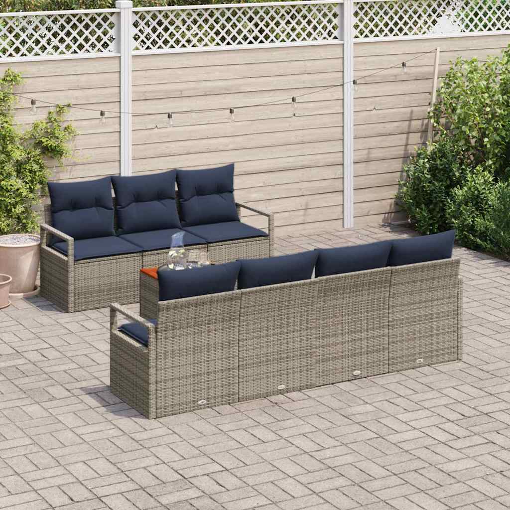 Tuinbankenset met kussen 8 pcs Grijs poly rattan is nu te koop bij PeponiXL, paradijselijk wonen!
