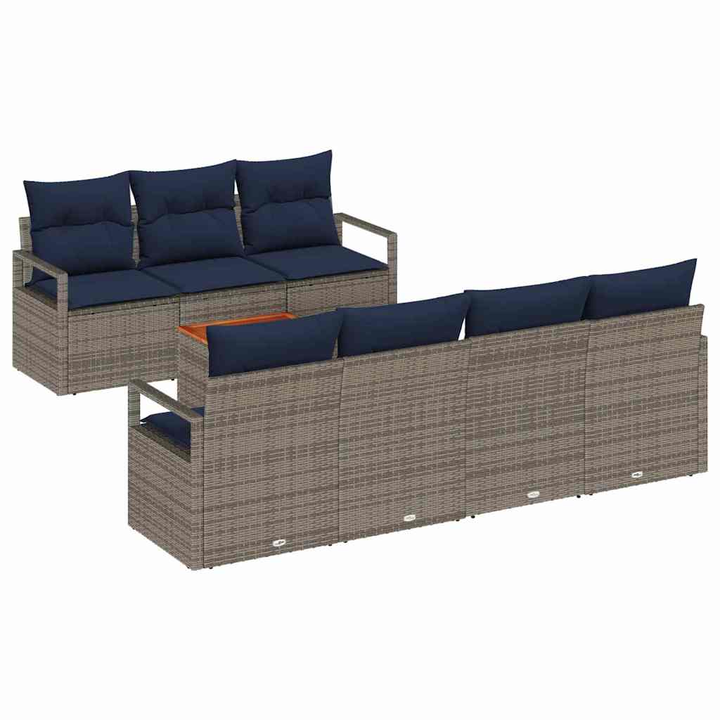 Tuinbankenset met kussen 8 pcs Grijs poly rattan is nu te koop bij PeponiXL, paradijselijk wonen!