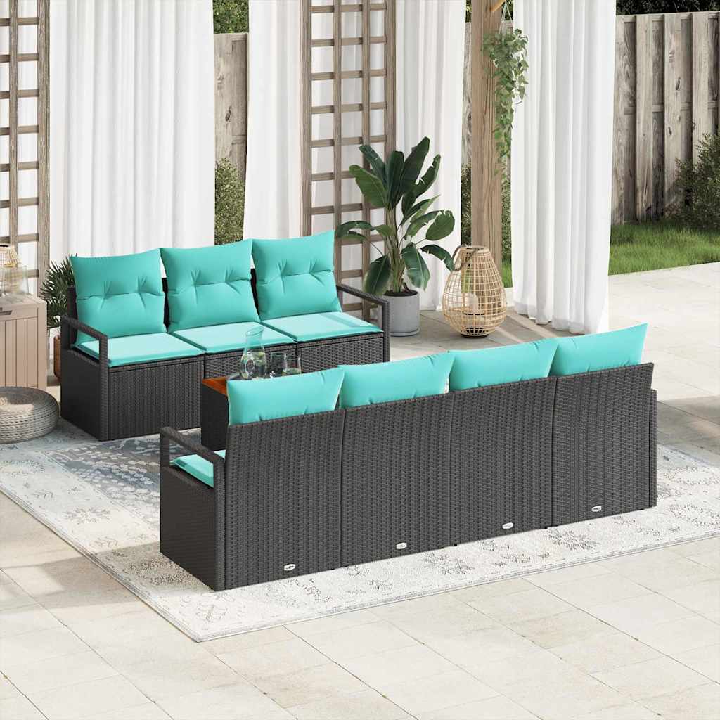 Tuinbankenset met kussen 8 pcs Zwart poly rattan is nu te koop bij PeponiXL, paradijselijk wonen!