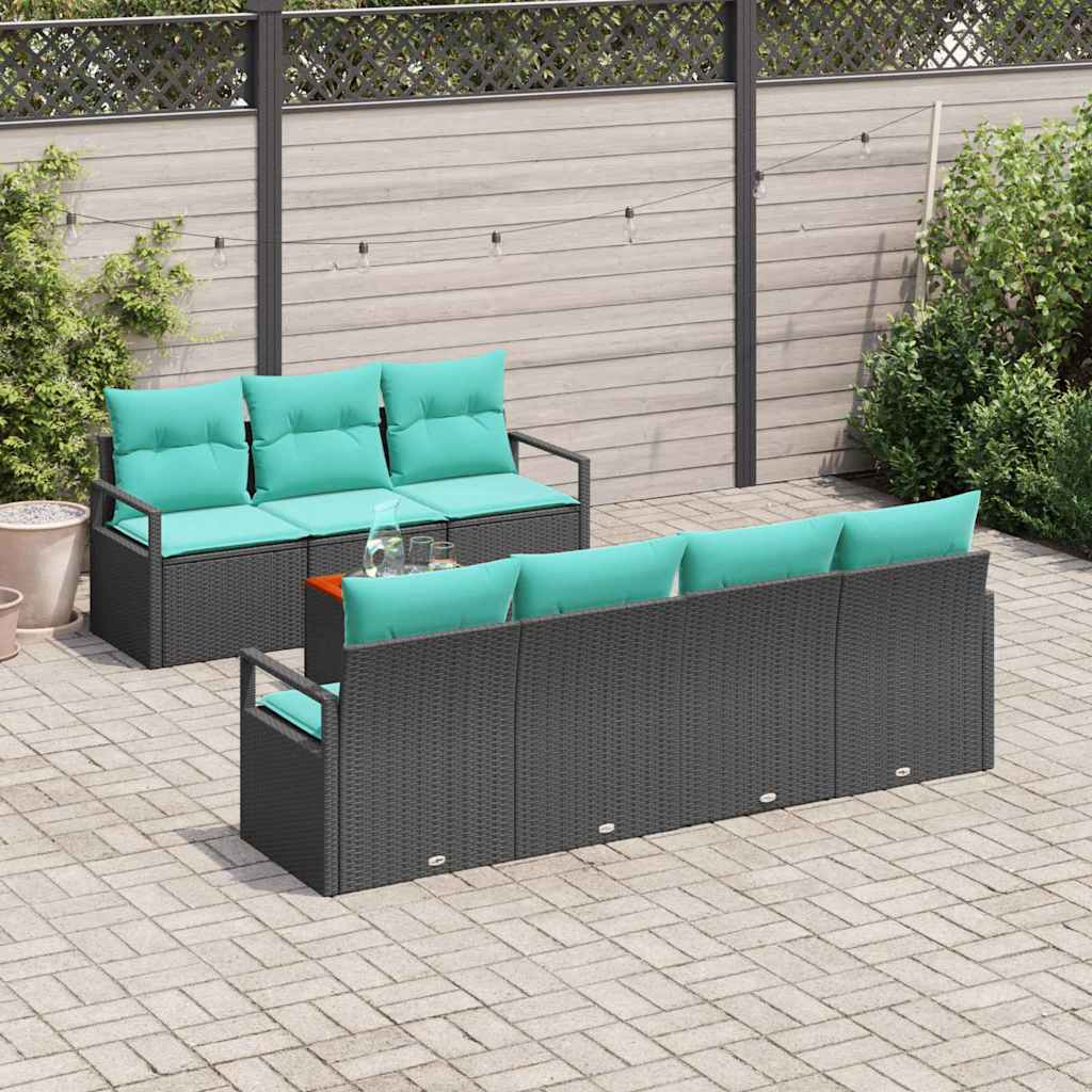 Tuinbankenset met kussen 8 pcs Zwart poly rattan is nu te koop bij PeponiXL, paradijselijk wonen!