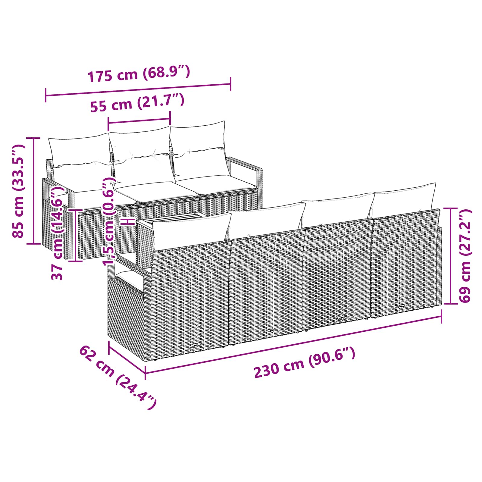 Tuinbankenset met kussen 8 pcs Zwart poly rattan is nu te koop bij PeponiXL, paradijselijk wonen!