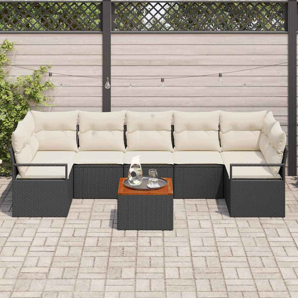 Tuinbankenset met kussen 8 pcs Zwart poly rattan is nu te koop bij PeponiXL, paradijselijk wonen!