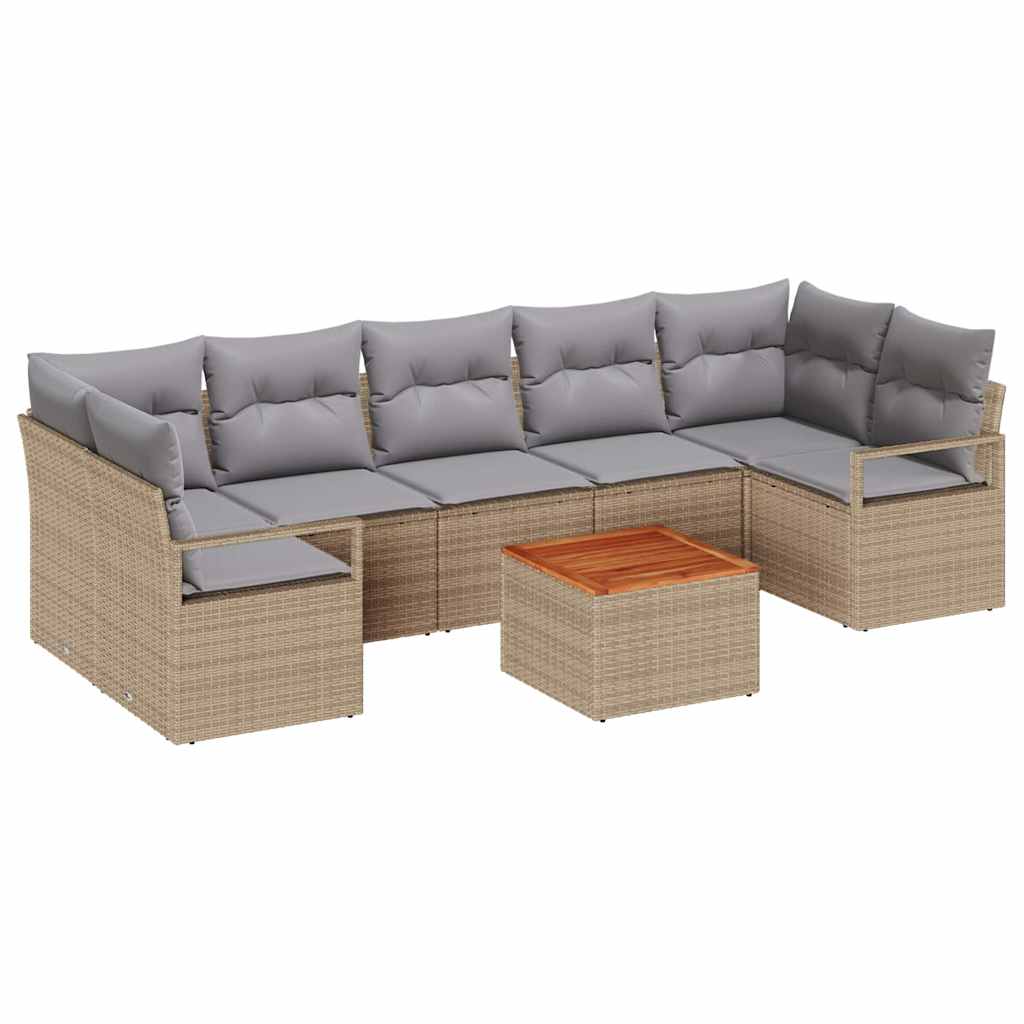 Tuinbankenset met kussen 8 pcs Beige poly rattan is nu te koop bij PeponiXL, paradijselijk wonen!