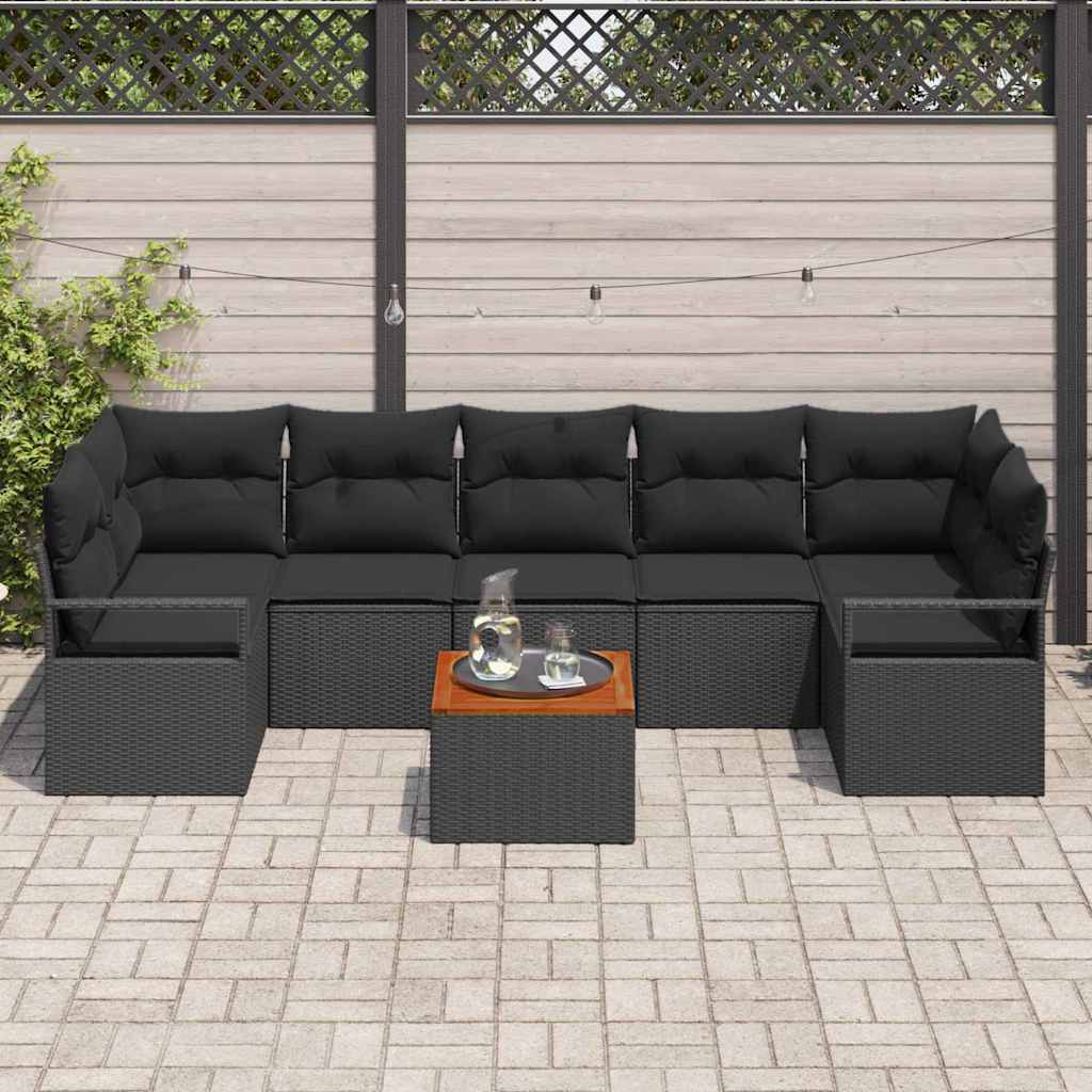 Tuinbankenset met kussen 8 pcs Zwart poly rattan is nu te koop bij PeponiXL, paradijselijk wonen!