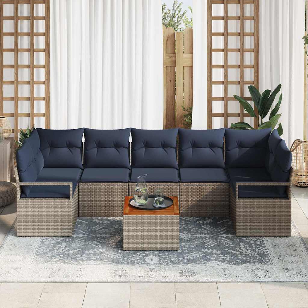 Tuinbankenset met kussen 8 pcs Grijs poly rattan is nu te koop bij PeponiXL, paradijselijk wonen!