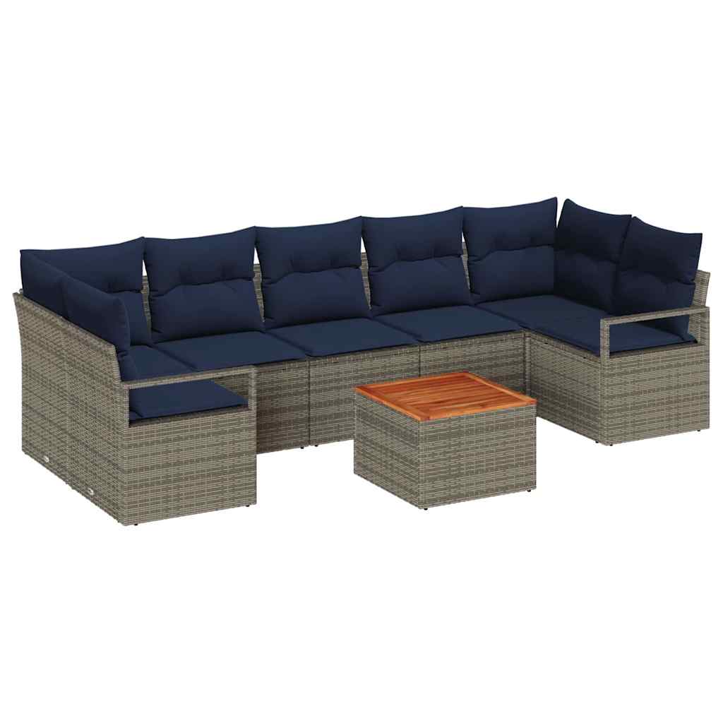 Tuinbankenset met kussen 8 pcs Grijs poly rattan is nu te koop bij PeponiXL, paradijselijk wonen!