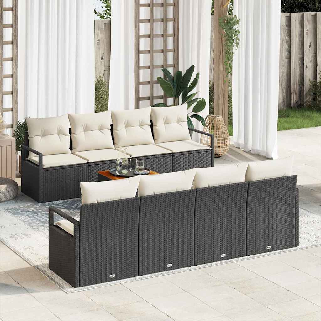 Tuinbankenset met kussen 9 pcs Zwart poly rattan is nu te koop bij PeponiXL, paradijselijk wonen!