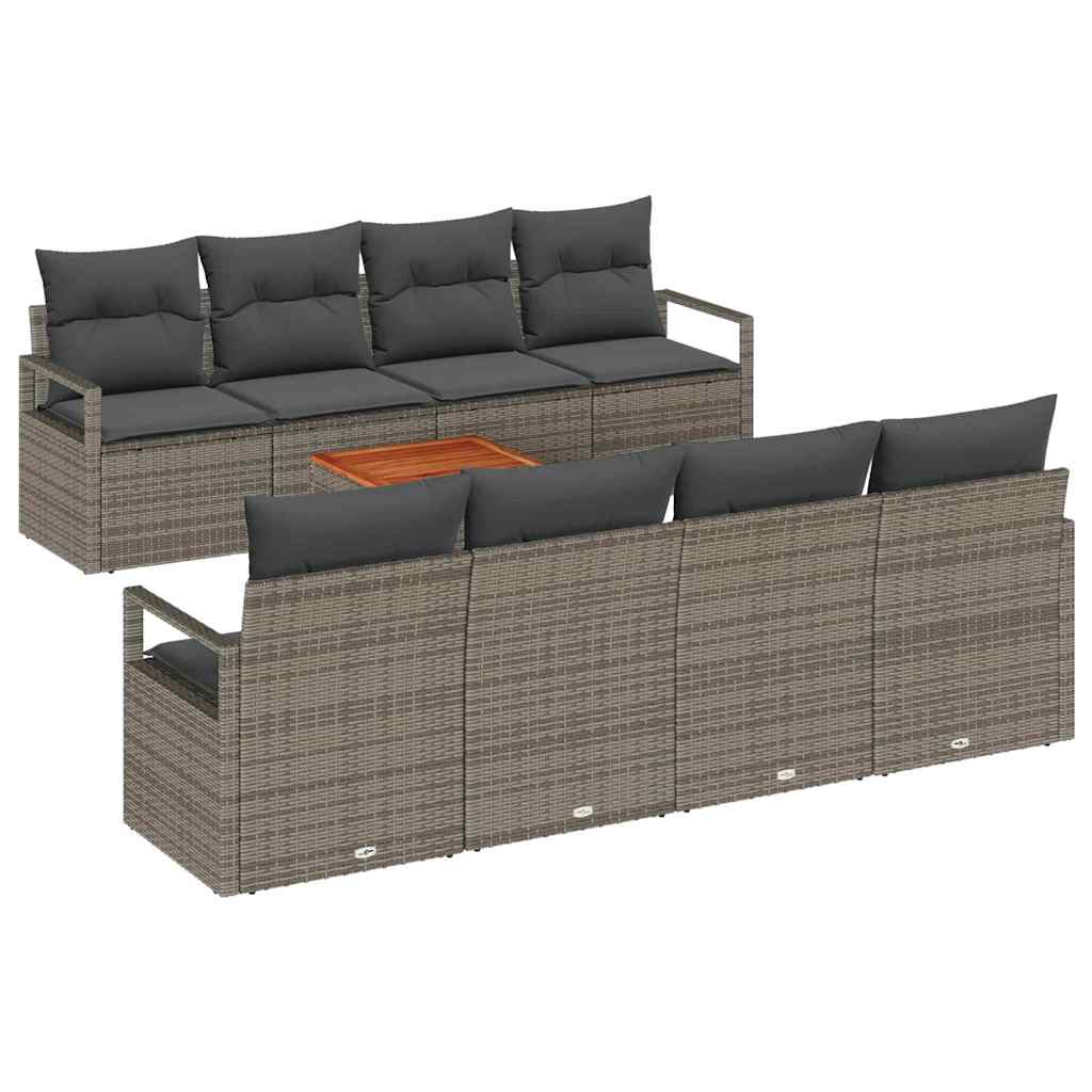 Tuinbankenset met kussen 9 pcs Grijs poly rattan is nu te koop bij PeponiXL, paradijselijk wonen!