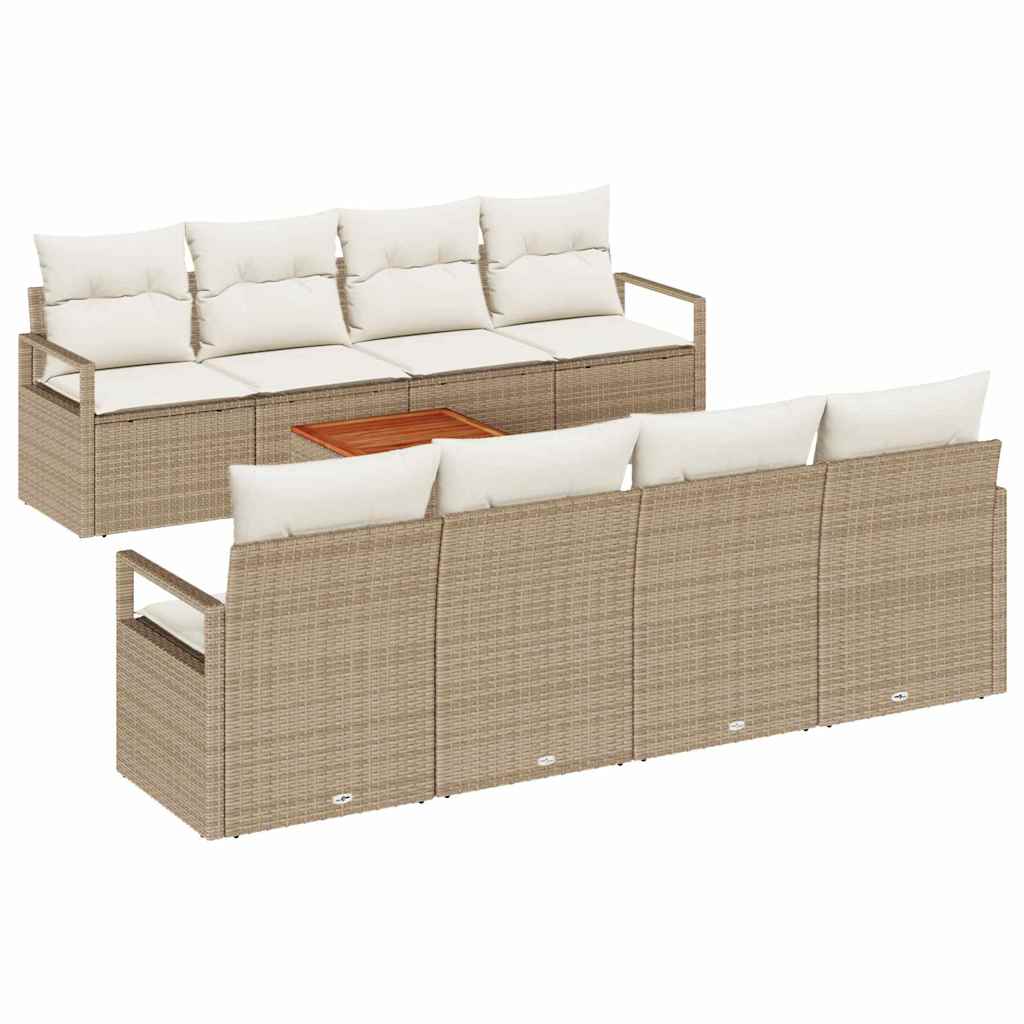 Tuinbankenset met kussen 9 pcs Beige poly rattan is nu te koop bij PeponiXL, paradijselijk wonen!