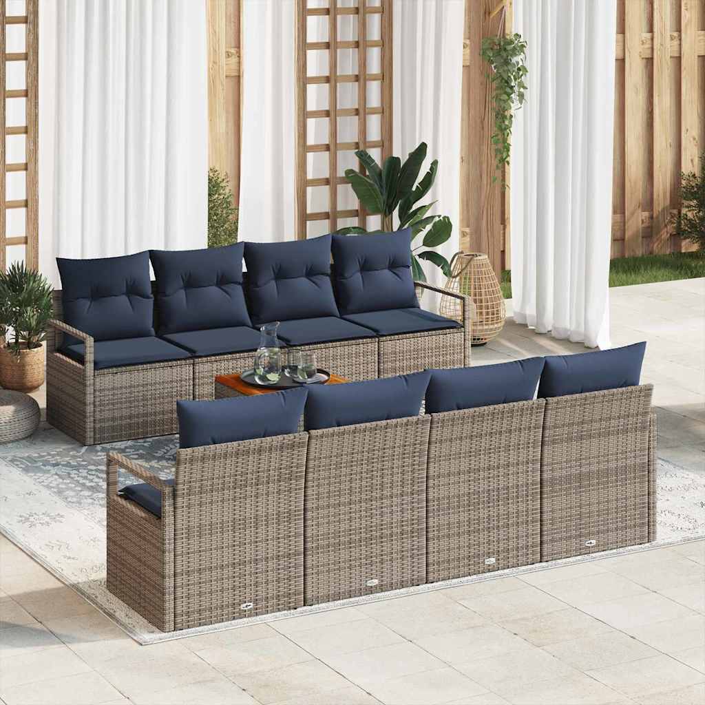 Tuinbankenset met kussen 9 pcs Grijs poly rattan is nu te koop bij PeponiXL, paradijselijk wonen!