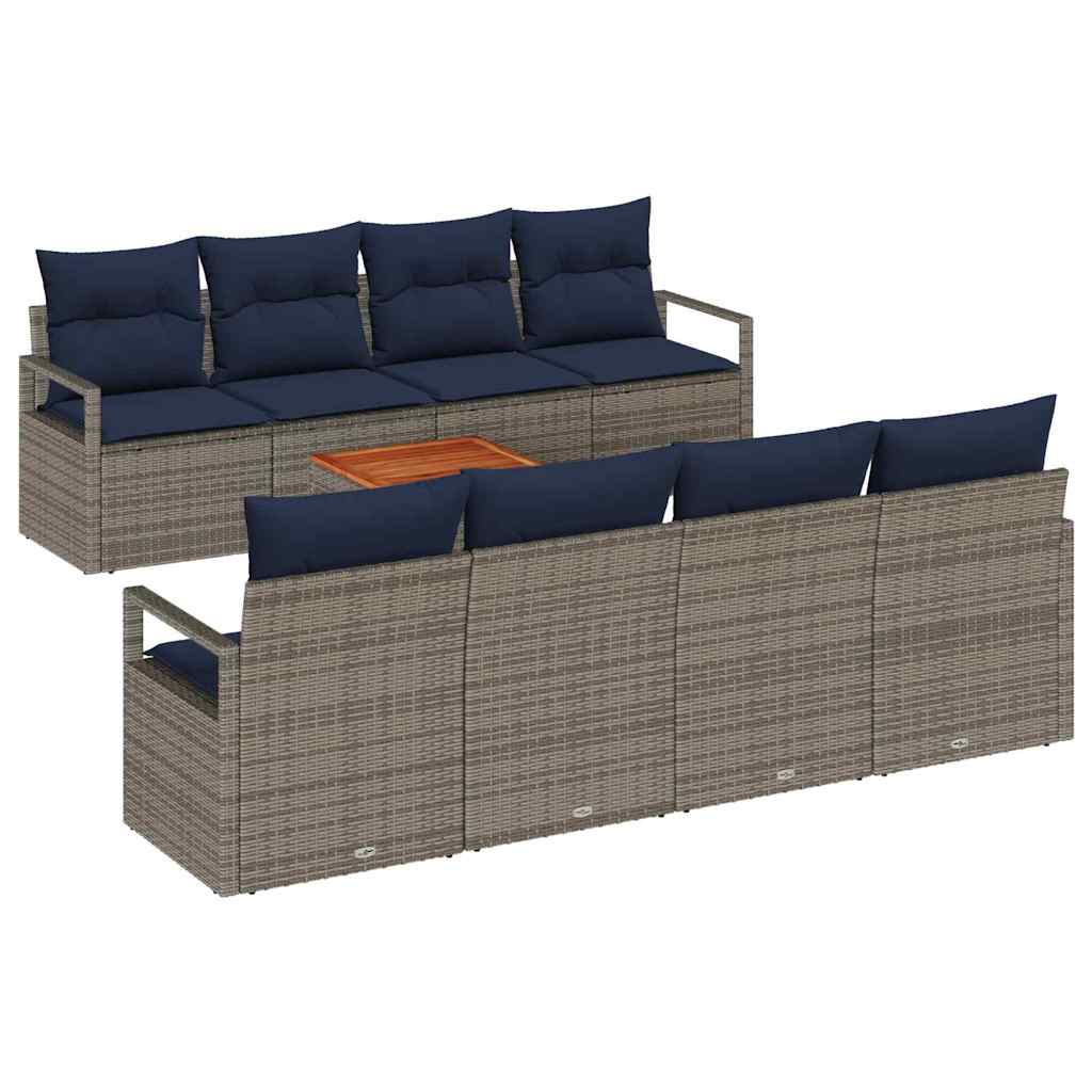 Tuinbankenset met kussen 9 pcs Grijs poly rattan is nu te koop bij PeponiXL, paradijselijk wonen!