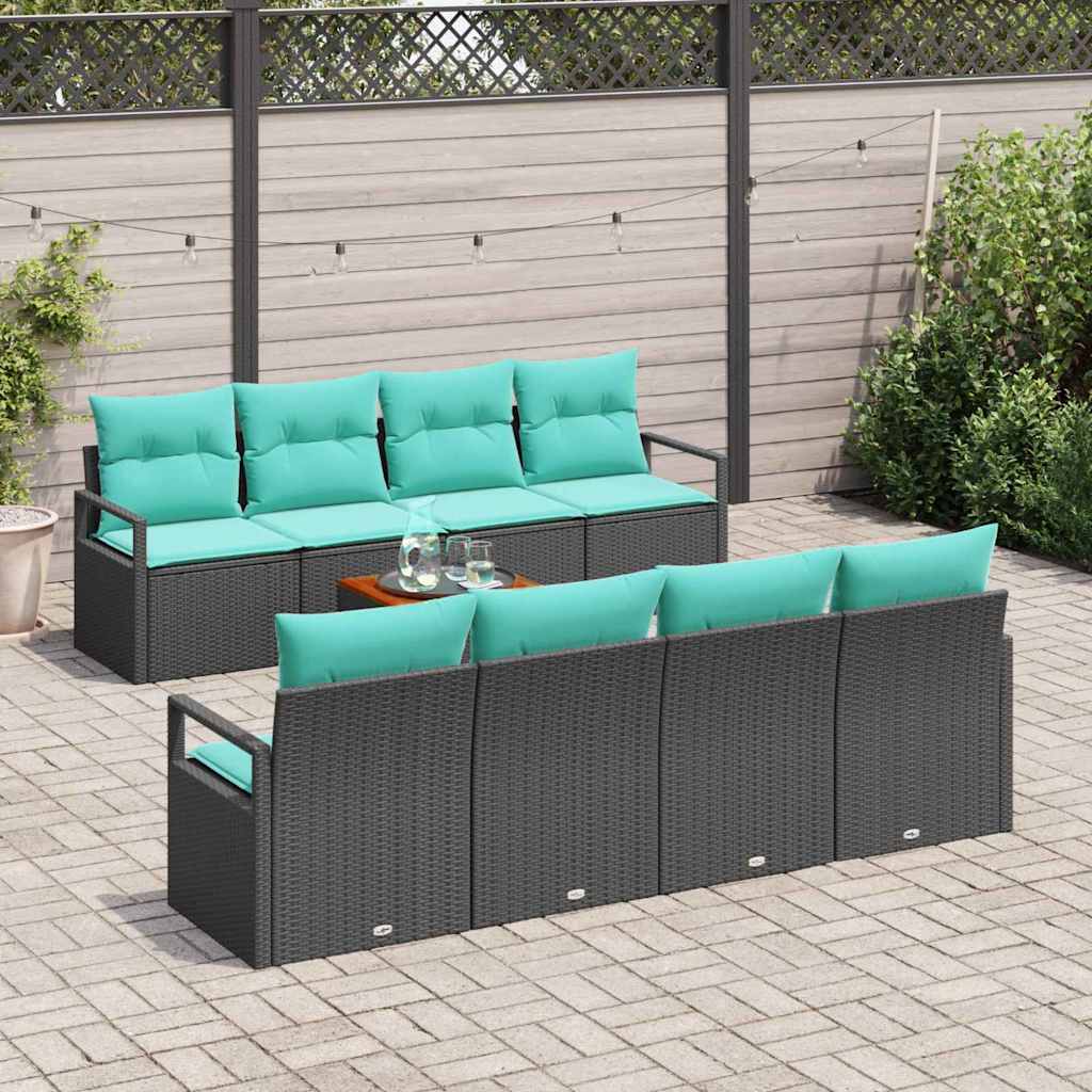 Tuinbankenset met kussen 9 pcs Zwart poly rattan is nu te koop bij PeponiXL, paradijselijk wonen!