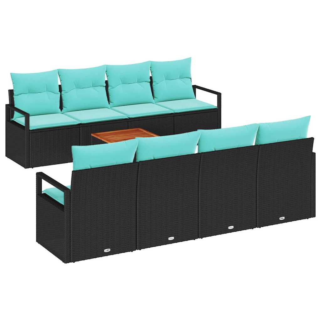 Tuinbankenset met kussen 9 pcs Zwart poly rattan is nu te koop bij PeponiXL, paradijselijk wonen!