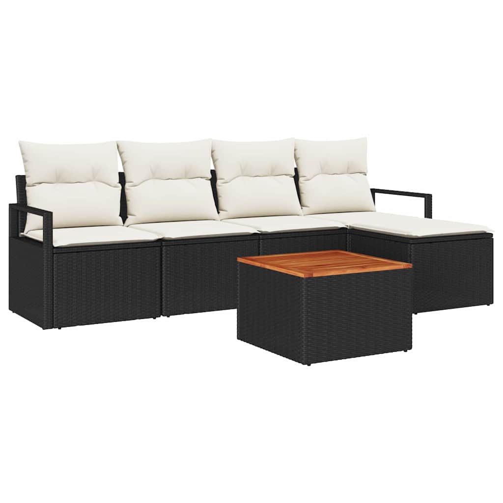 Tuinbankenset met kussen 6 pcs Zwart poly rattan is nu te koop bij PeponiXL, paradijselijk wonen!