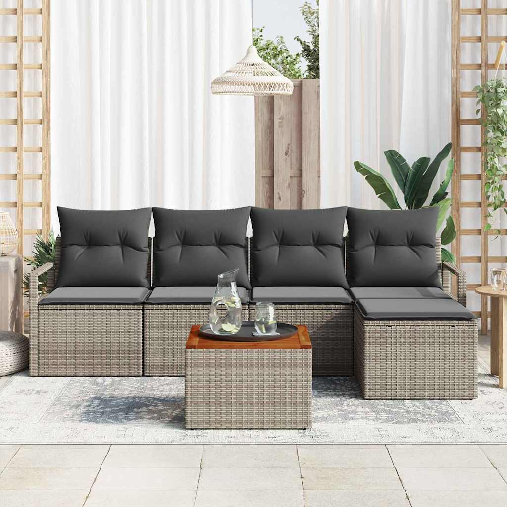 Tuinbankenset met kussen 6 pcs Grijs poly rattan is nu te koop bij PeponiXL, paradijselijk wonen!