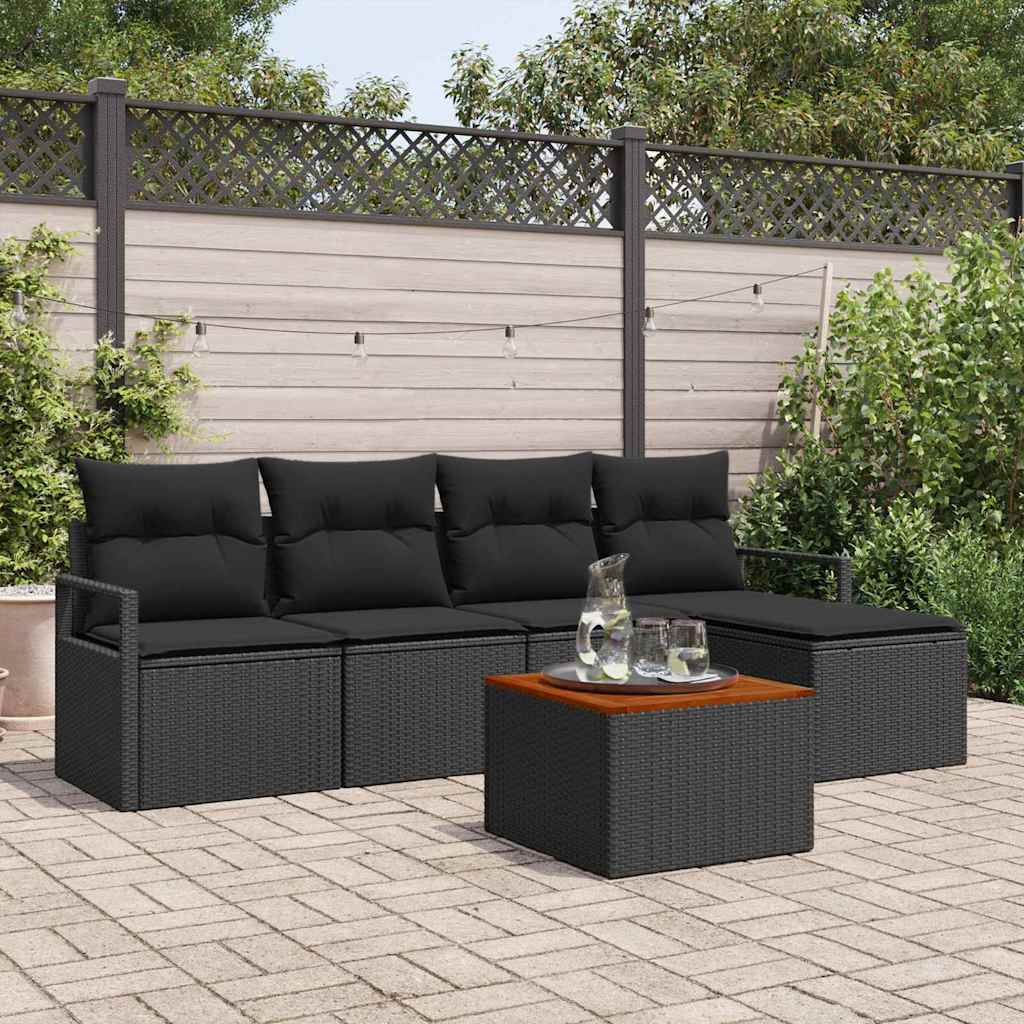 Tuinbankenset met kussen 6 pcs Zwart poly rattan is nu te koop bij PeponiXL, paradijselijk wonen!