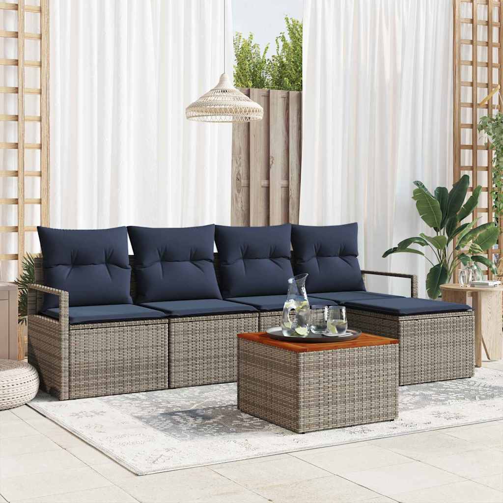 Tuinbankenset met kussen 6 pcs Grijs poly rattan is nu te koop bij PeponiXL, paradijselijk wonen!
