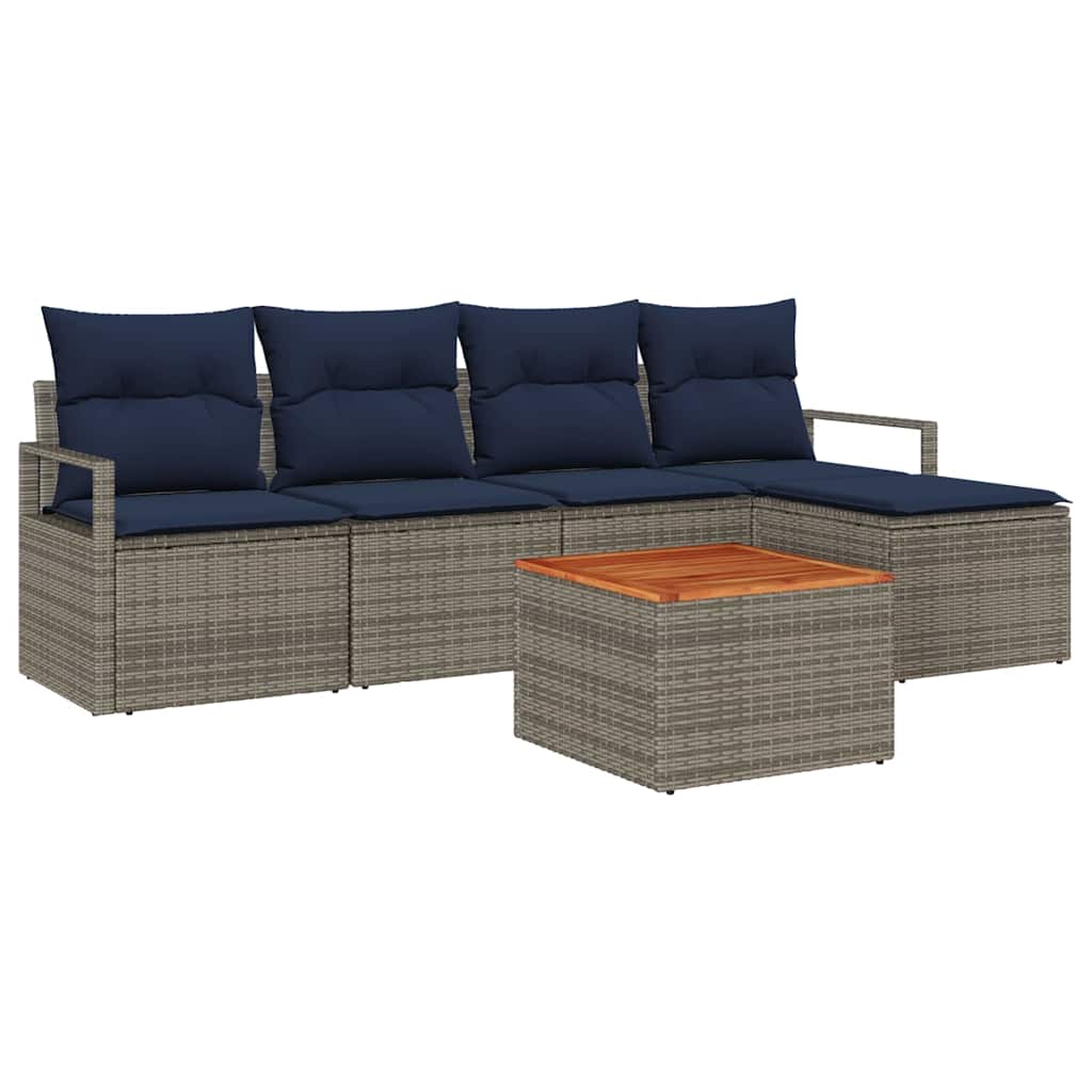 Tuinbankenset met kussen 6 pcs Grijs poly rattan is nu te koop bij PeponiXL, paradijselijk wonen!
