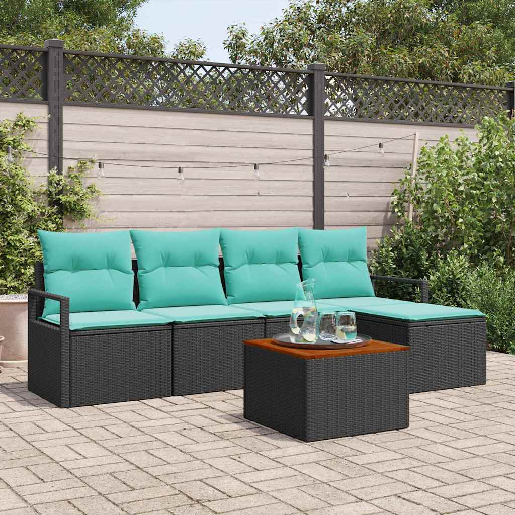 Tuinbankenset met kussen 6 pcs Zwart poly rattan is nu te koop bij PeponiXL, paradijselijk wonen!