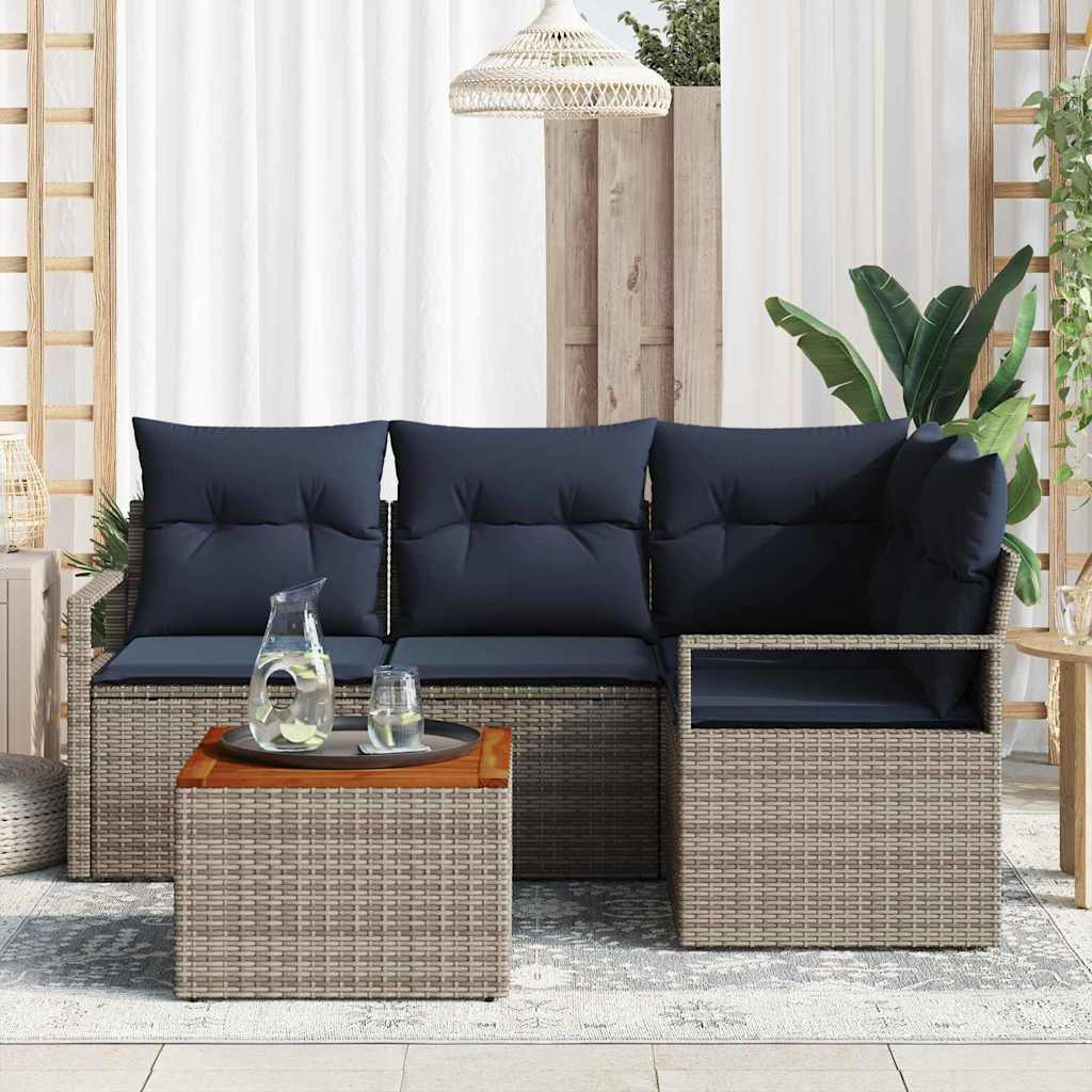 Tuinbankenset met kussen 5 pcs Grijs poly rattan is nu te koop bij PeponiXL, paradijselijk wonen!
