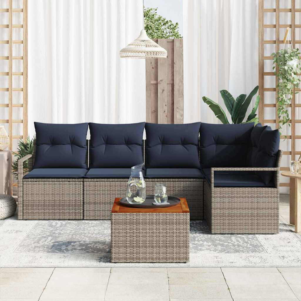 Tuinbankenset met kussen 6 pcs Grijs poly rattan is nu te koop bij PeponiXL, paradijselijk wonen!