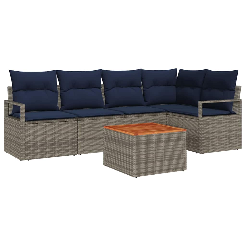 Tuinbankenset met kussen 6 pcs Grijs poly rattan is nu te koop bij PeponiXL, paradijselijk wonen!