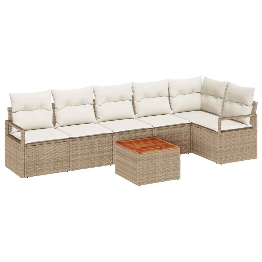 Tuinbankenset met kussen 7 pcs Beige poly rattan is nu te koop bij PeponiXL, paradijselijk wonen!
