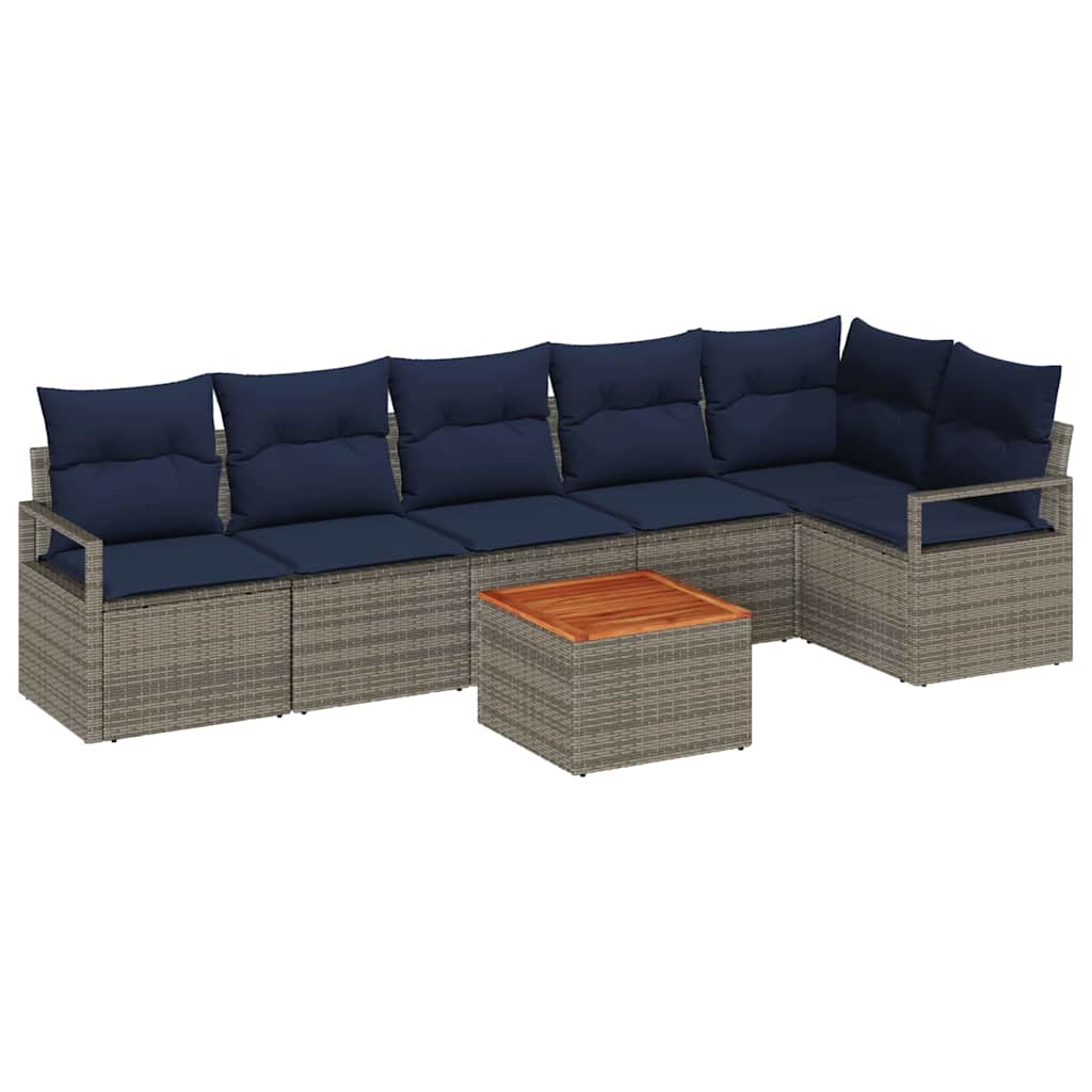 Tuinbankenset met kussen 7 pcs Grijs poly rattan is nu te koop bij PeponiXL, paradijselijk wonen!