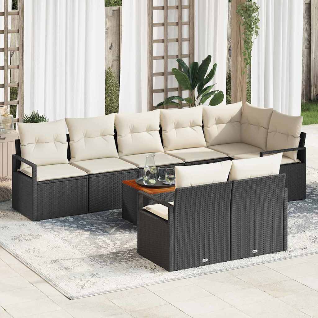 Tuinbankenset met kussen 9 pcs Zwart poly rattan is nu te koop bij PeponiXL, paradijselijk wonen!