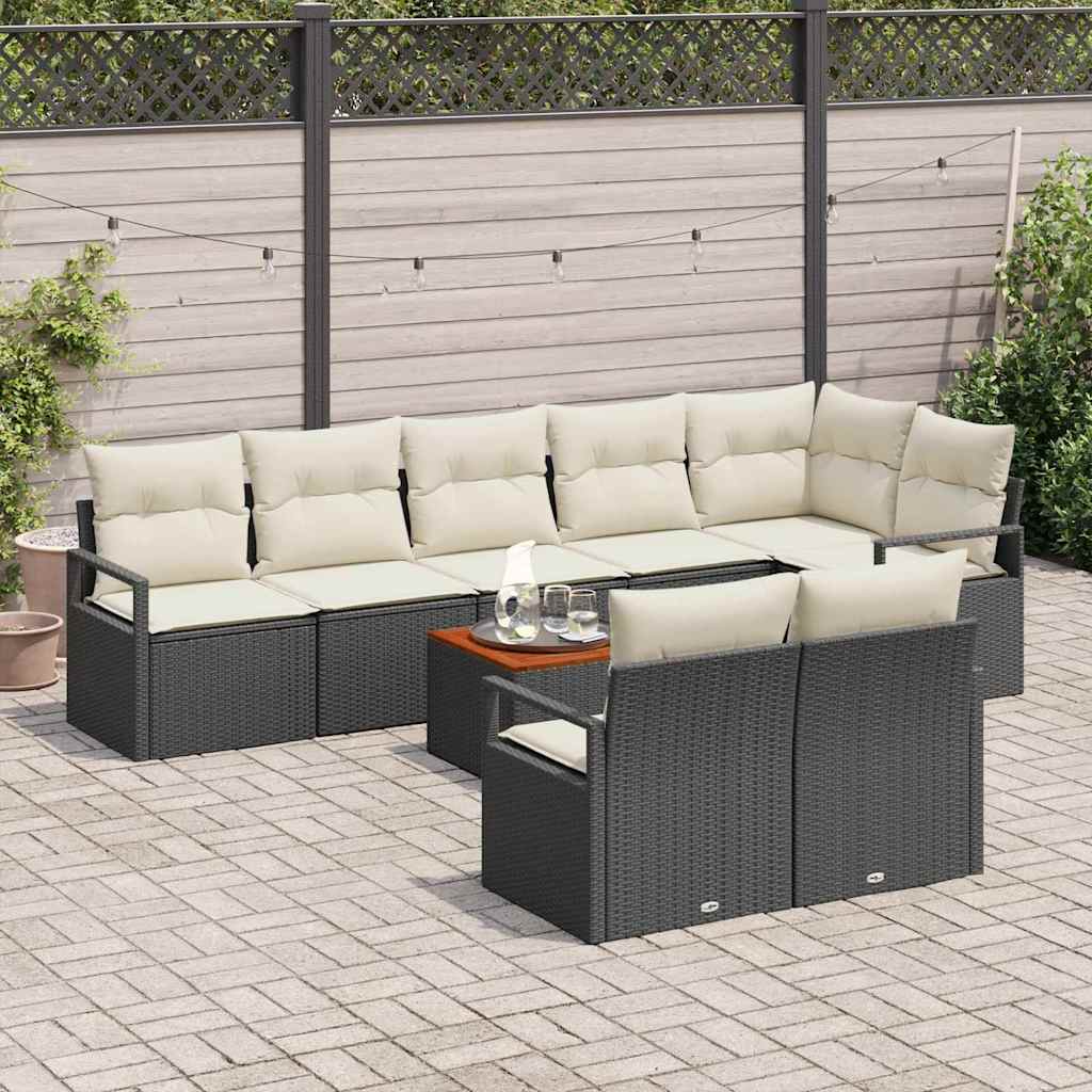Tuinbankenset met kussen 9 pcs Zwart poly rattan is nu te koop bij PeponiXL, paradijselijk wonen!
