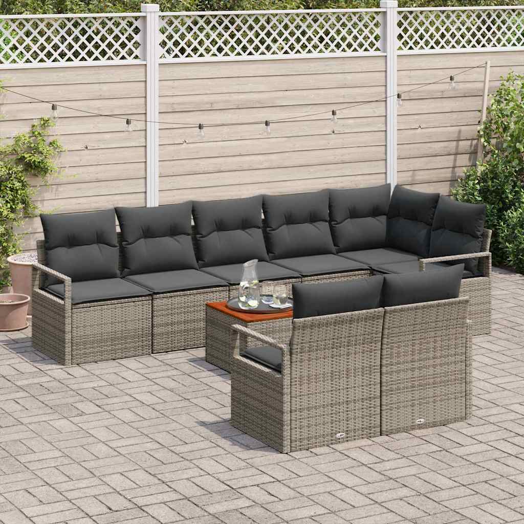 Tuinbankenset met kussen 9 pcs Grijs poly rattan is nu te koop bij PeponiXL, paradijselijk wonen!