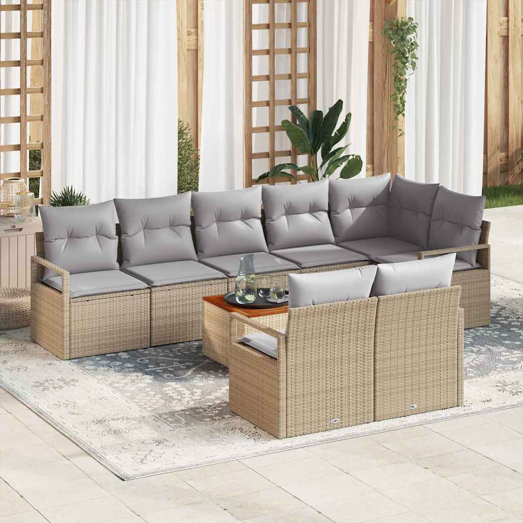 Tuinbankenset met kussen 9 pcs Beige poly rattan is nu te koop bij PeponiXL, paradijselijk wonen!