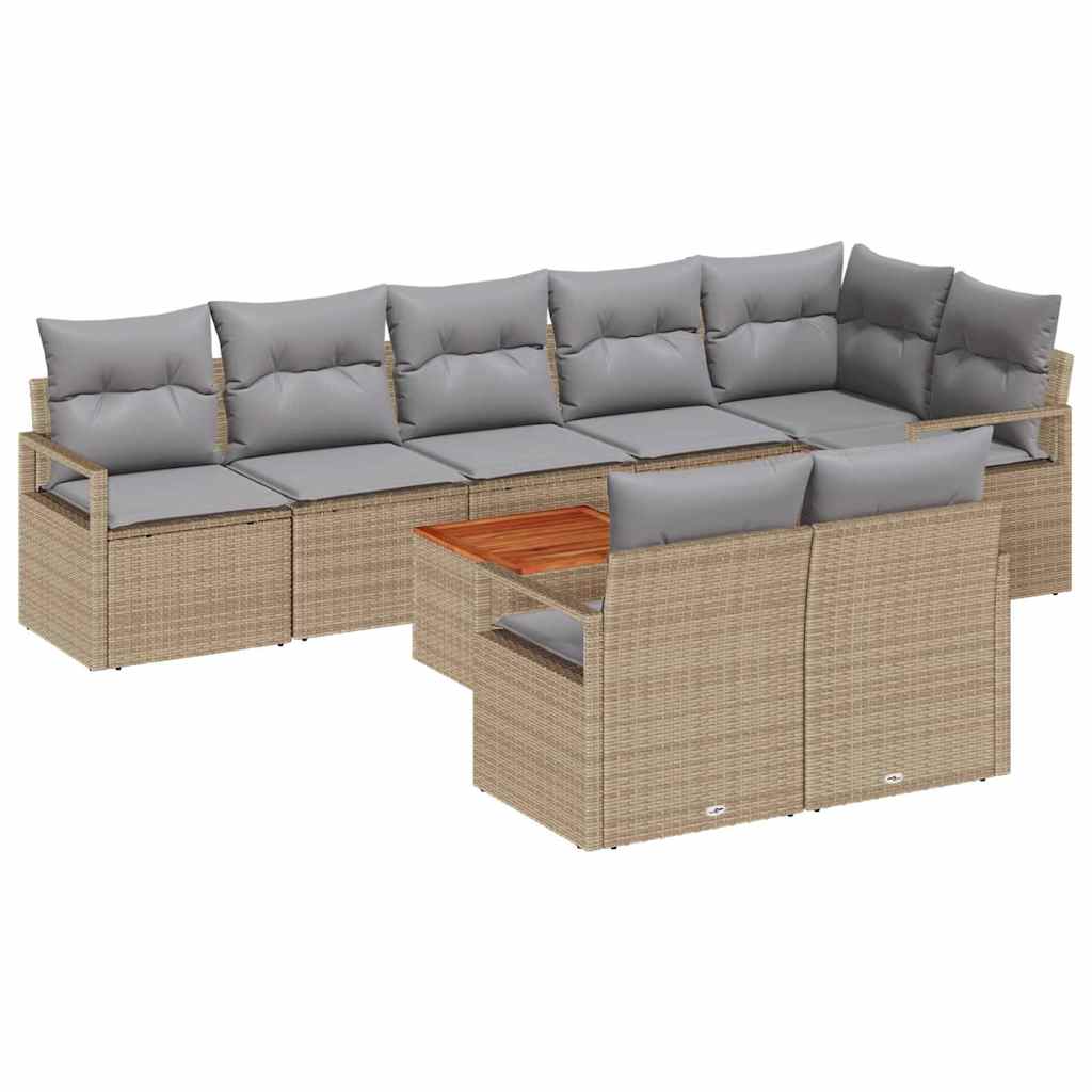 Tuinbankenset met kussen 9 pcs Beige poly rattan is nu te koop bij PeponiXL, paradijselijk wonen!