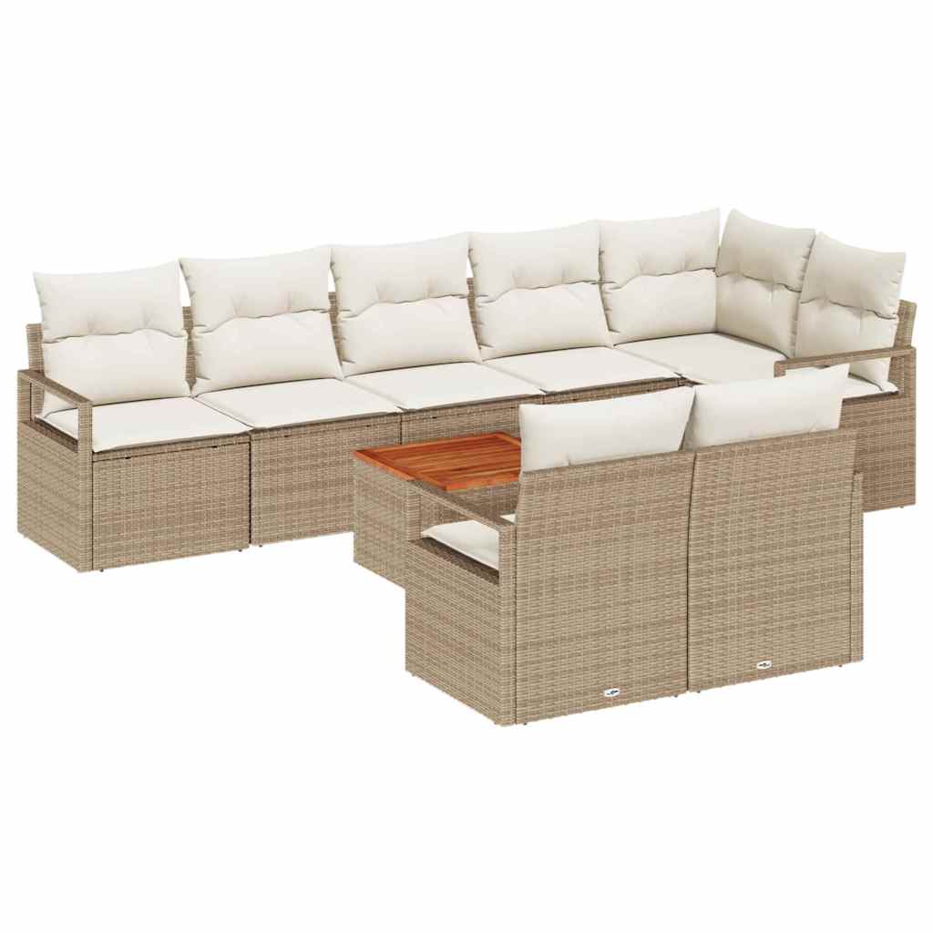 Tuinbankenset met kussen 9 pcs Beige poly rattan is nu te koop bij PeponiXL, paradijselijk wonen!