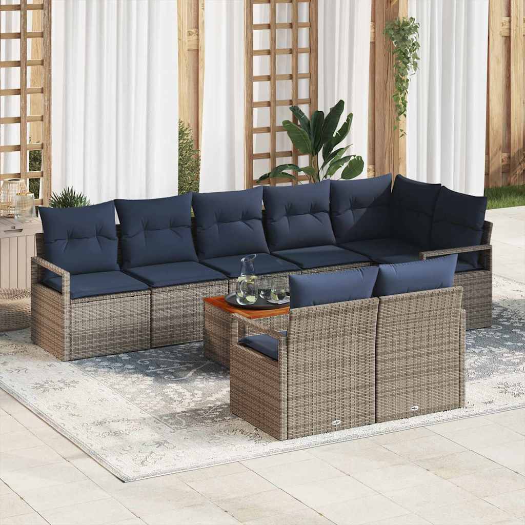 Tuinbankenset met kussen 9 pcs Grijs poly rattan is nu te koop bij PeponiXL, paradijselijk wonen!