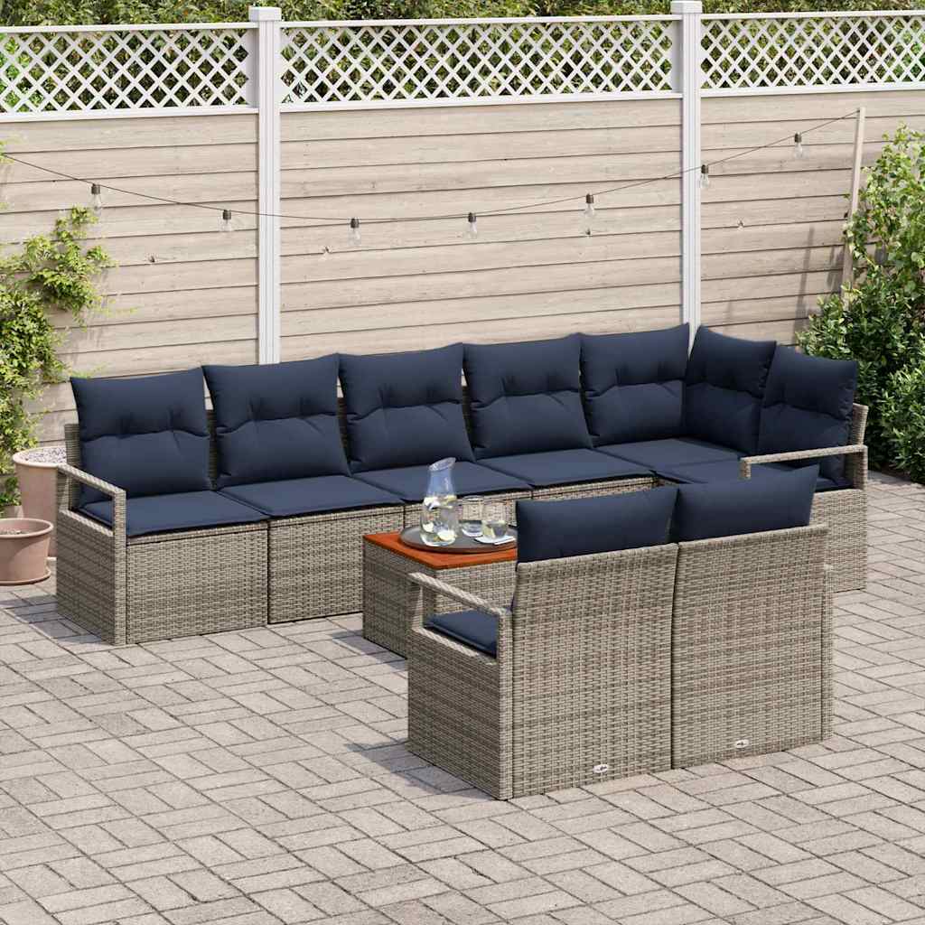 Tuinbankenset met kussen 9 pcs Grijs poly rattan is nu te koop bij PeponiXL, paradijselijk wonen!