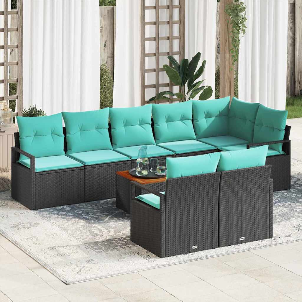 Tuinbankenset met kussen 9 pcs Zwart poly rattan is nu te koop bij PeponiXL, paradijselijk wonen!