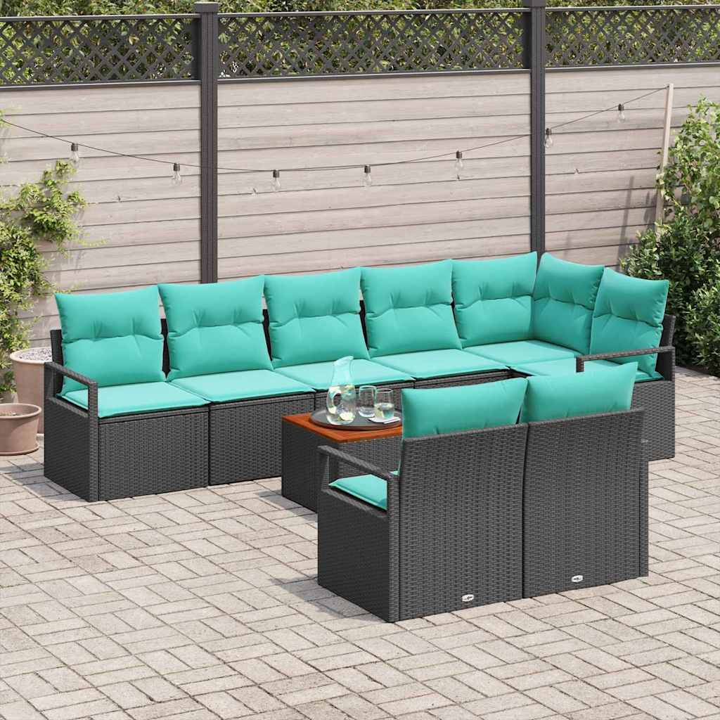 Tuinbankenset met kussen 9 pcs Zwart poly rattan is nu te koop bij PeponiXL, paradijselijk wonen!