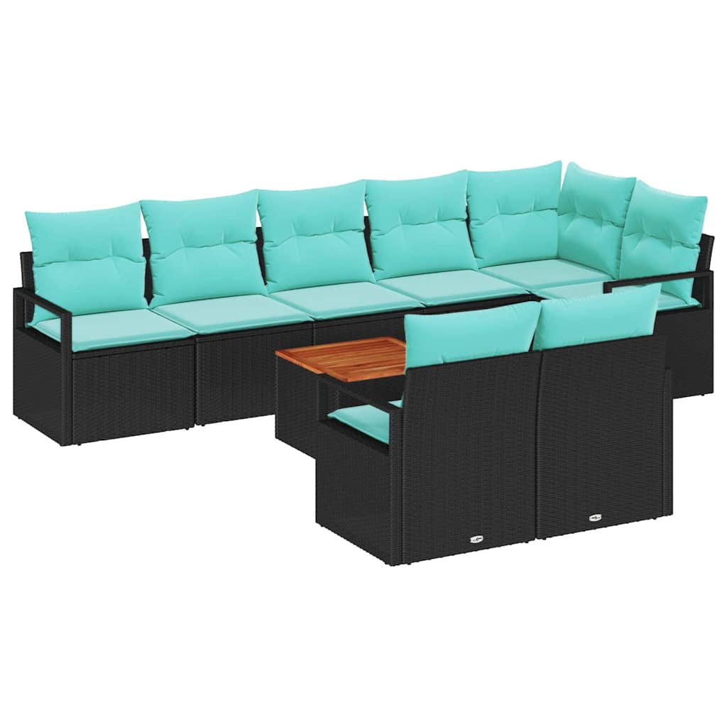 Tuinbankenset met kussen 9 pcs Zwart poly rattan is nu te koop bij PeponiXL, paradijselijk wonen!
