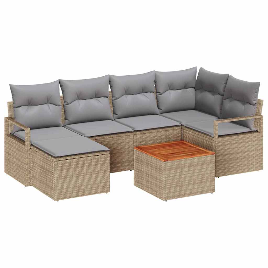 Tuinbankenset met kussen 7 pcs Beige poly rattan is nu te koop bij PeponiXL, paradijselijk wonen!
