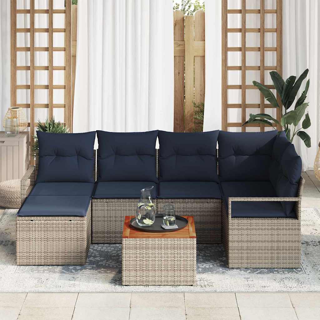 Tuinbankenset met kussen 7 pcs Grijs poly rattan is nu te koop bij PeponiXL, paradijselijk wonen!