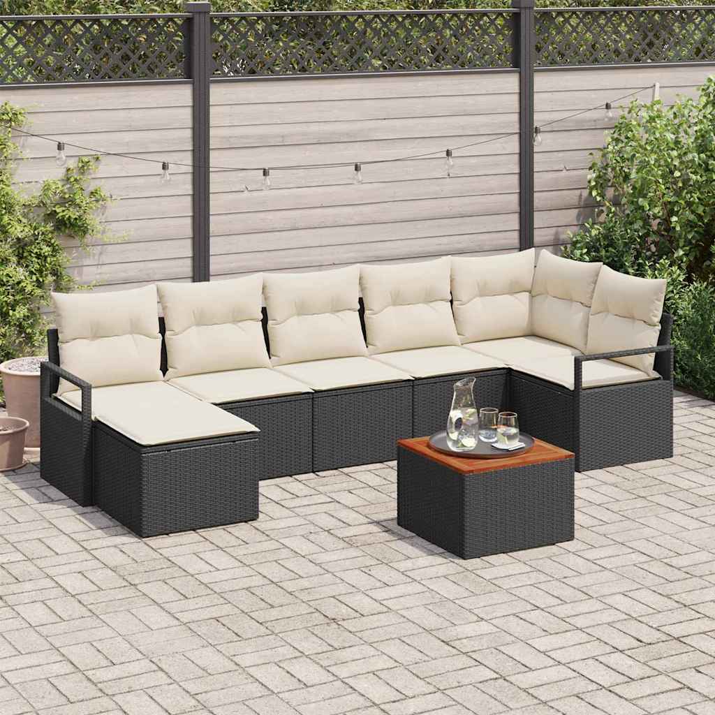 Tuinbankenset met kussen 8 pcs Zwart poly rattan is nu te koop bij PeponiXL, paradijselijk wonen!