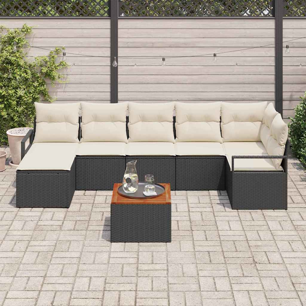 Tuinbankenset met kussen 8 pcs Zwart poly rattan is nu te koop bij PeponiXL, paradijselijk wonen!